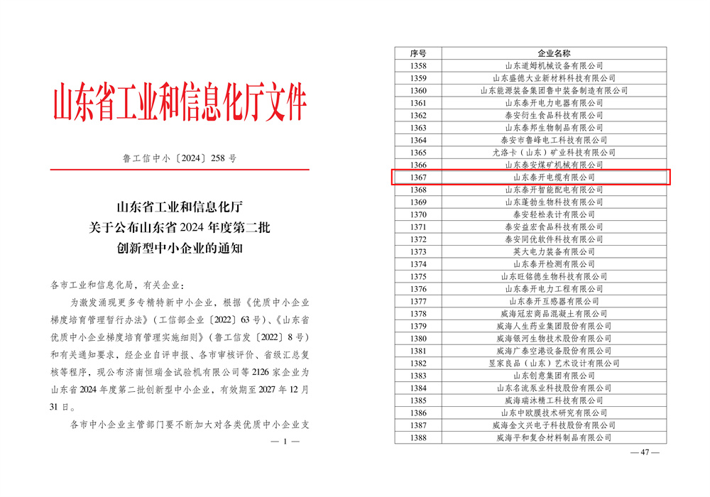 山東省創(chuàng)新型中小企業(yè)